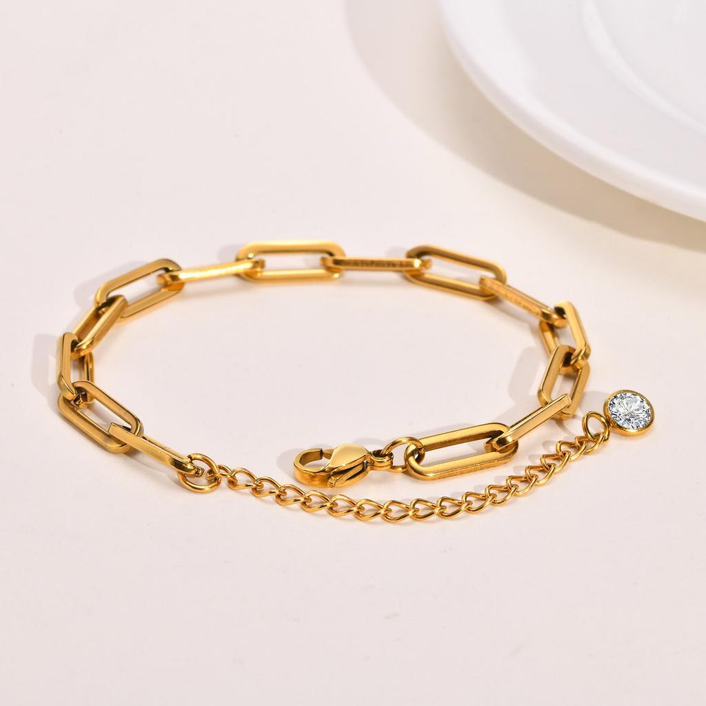Extension Chain Stainless Steel Bracelet Ab Model, Chain White Rectangular Brand Gold Box Chain