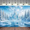 Ice Snow Castle Pine Forest Winter Snowflake Princess Photography Backdrop