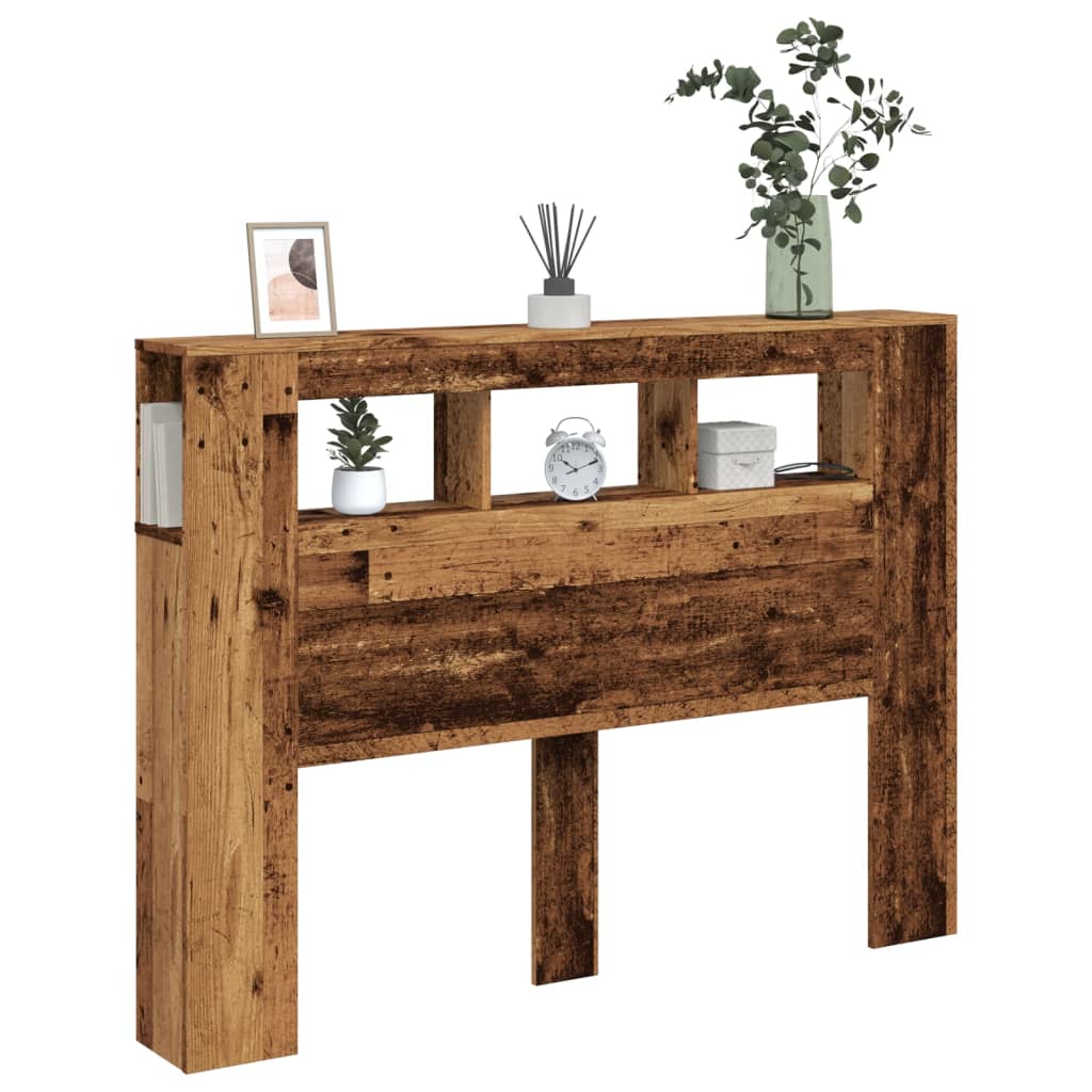 LED Headboard with Rustic Wood Look 140 x 18.5 x 103.5 cm Engineered Wood