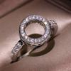 Round Zircon Ring Women'S Personality Trend Platinum-Plated Circle Jewelry