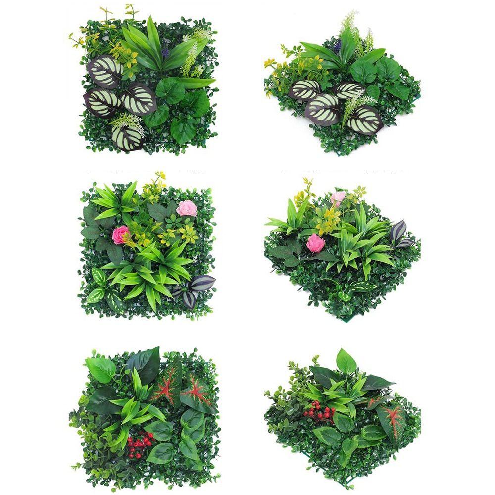 Green Artificial Plant Wall Plastic Fake Green Grass Mat Greenery Simulation Plant Sheet  Outdoor