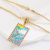 Enamel Drip Oil Geometric Pendant Copper Gold-plated Inlaid Zirconium Popular Same Style Necklace for Women