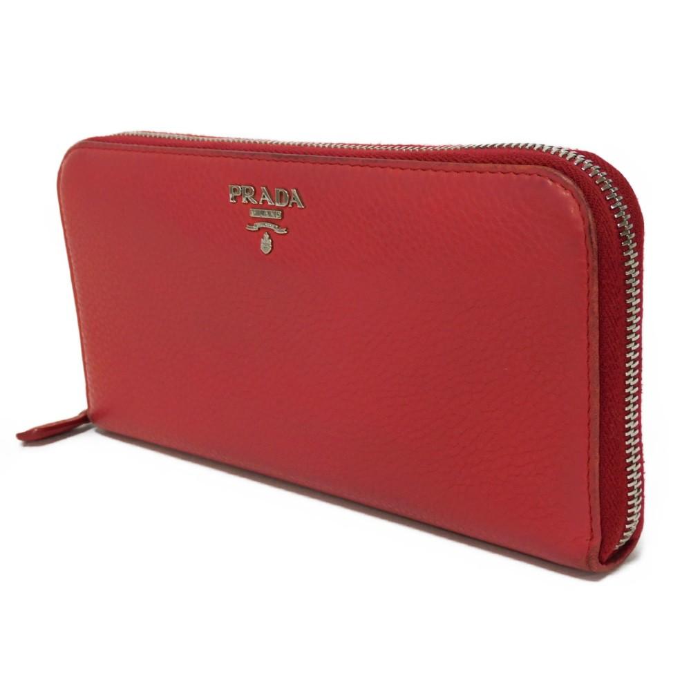 Used 11569 Vitello Phoenix Zip Around Wallet 1ML506 2E8V F001 7940 Red Zip Around Logo Metal Rosso Unisex from Japan