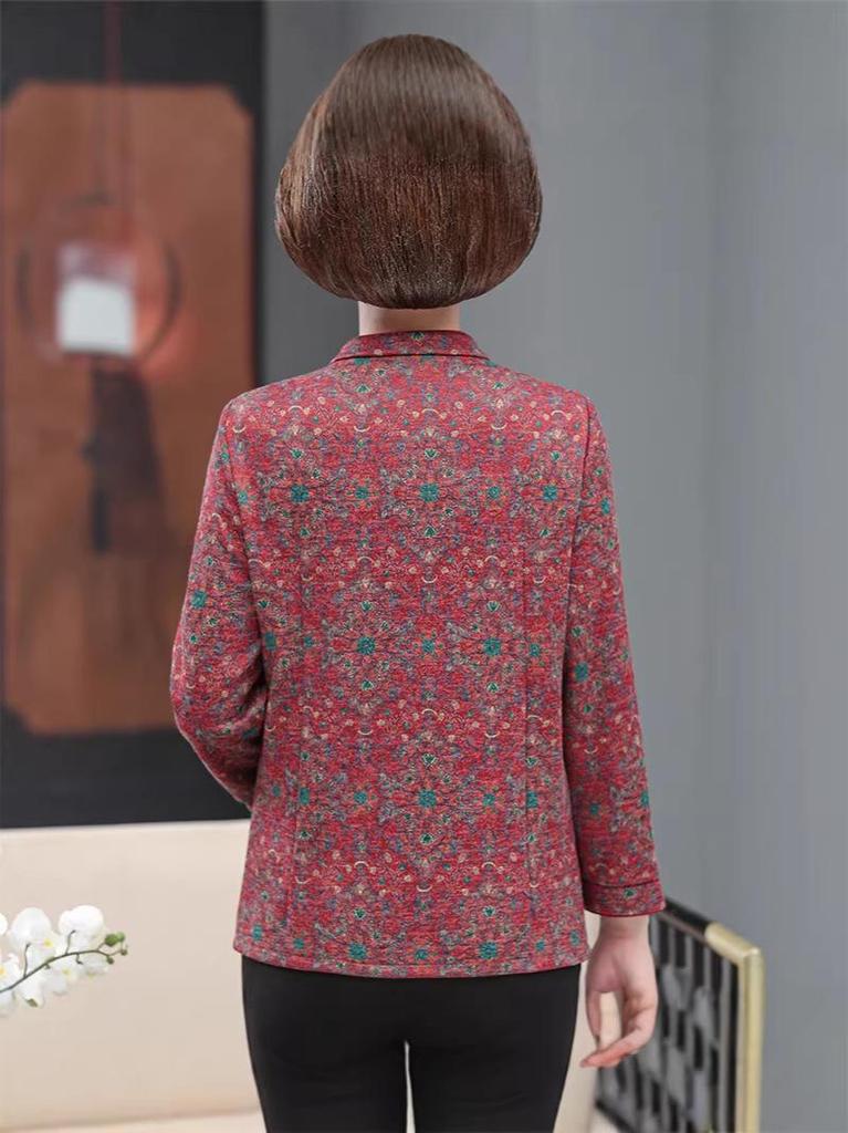 Plus-Size Autumn Top for Middle-Aged Women - Long-Sleeve, Lightweight Jacket 