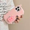 Funny Cute Pink Pig Folding Holder Stand Case For iPhone 16 Pro Max 15 13 14 Soft Silicone Cartoon Phone Back Cover