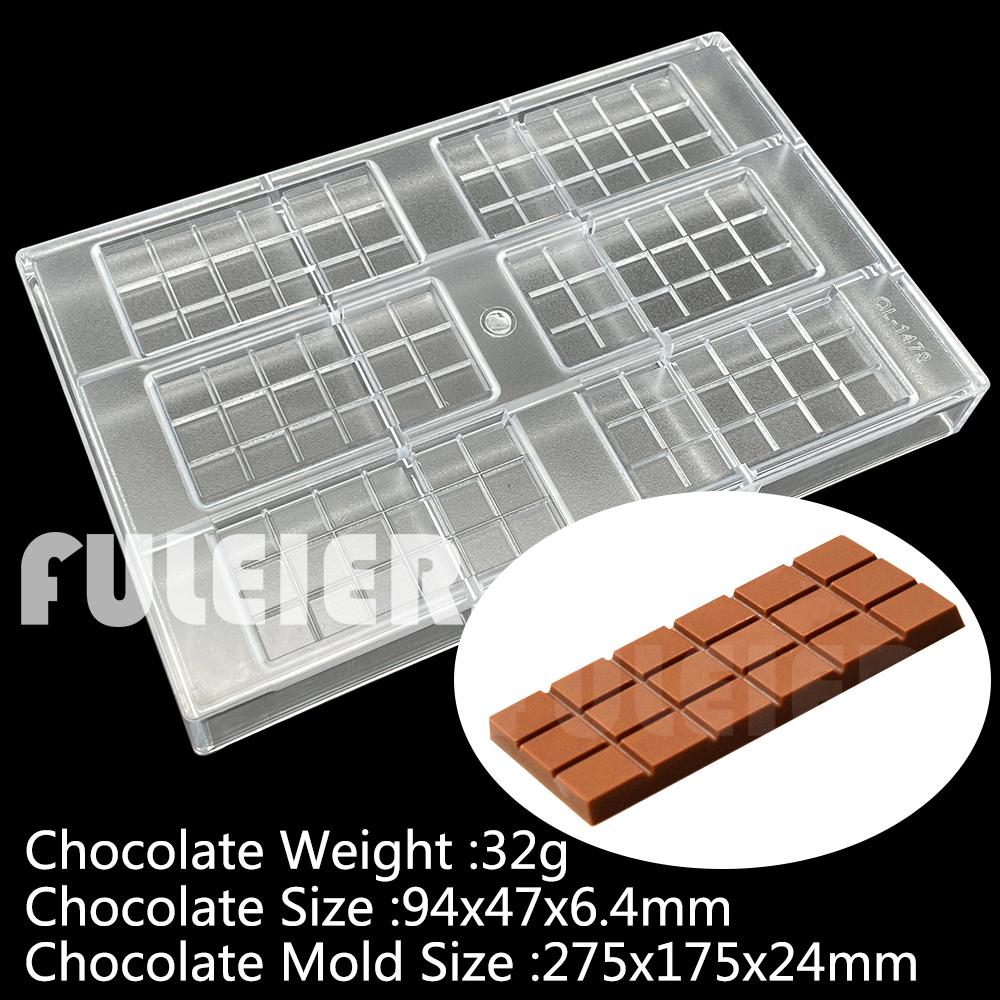 3D Polycarbonate Chocolate Mold For Baking Candy Bar Mould Sweets Bonbon Chocolate Cake Decoration Confectionery Tool Bakeware