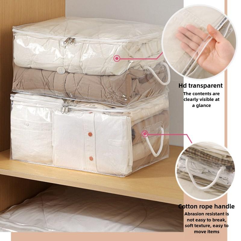 Household Clear Quilt Storage Bag, Large - Capacity Moisture - Proof Organizer for Comforters & Clothes, Moving Packing Bag