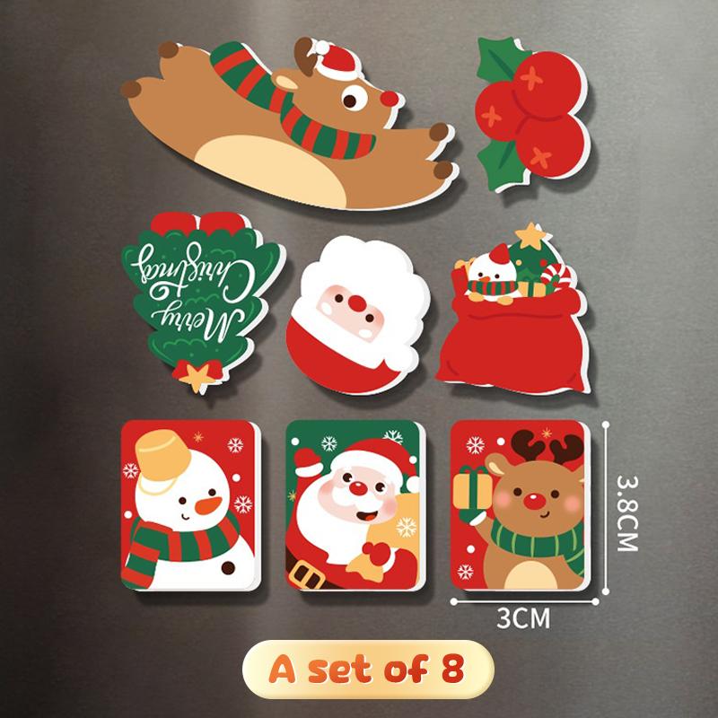 Artistic Christmas Fridge Magnet Collection - DIY Designs of Santa, Snowman and Christmas Tree - Perfect Kitchen Present