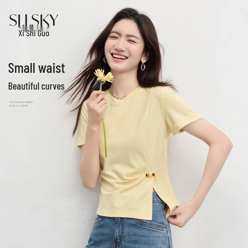 Sllsky Women s Twist Knot Short Sleeve T-Shirt M