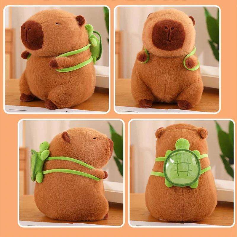 Non-Toxic 23Cm Cute Turtle Backpack Capybara Anime Fluffty Toy Soft Capybara Plush Toy Simulation Stuffed Animals Kawaii Plush Doll