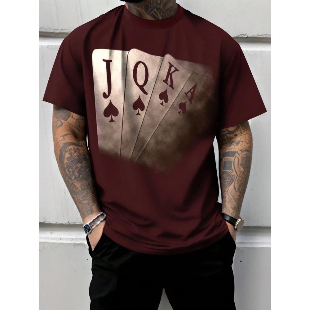 

2025 3D Poker Printing Мужская футболка для фитнеса Urban Fashion Мужская футболка с короткими рукавами Летняя повседневная мужская футболка с короткими рукавами 5XL