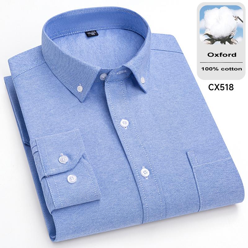 New 100% Cotton Oxford Mens Striped Plaid Shirts Long sleeve Male Business Casual High Quality Formal Shirt For Men Social Shirt