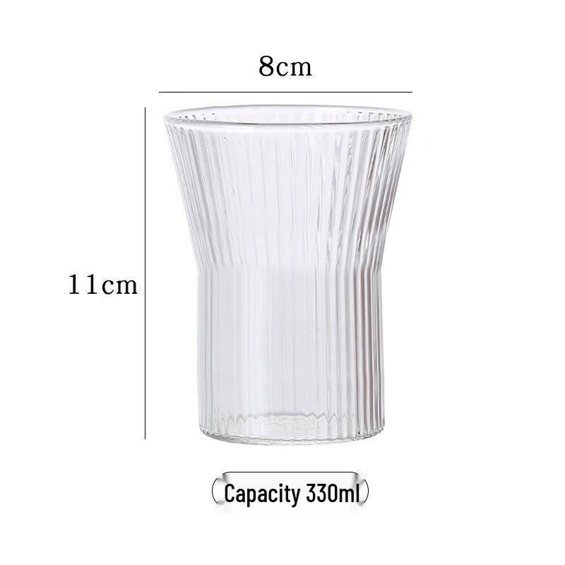 Striped Glass Tea & Coffee Mug with Wooden Handle