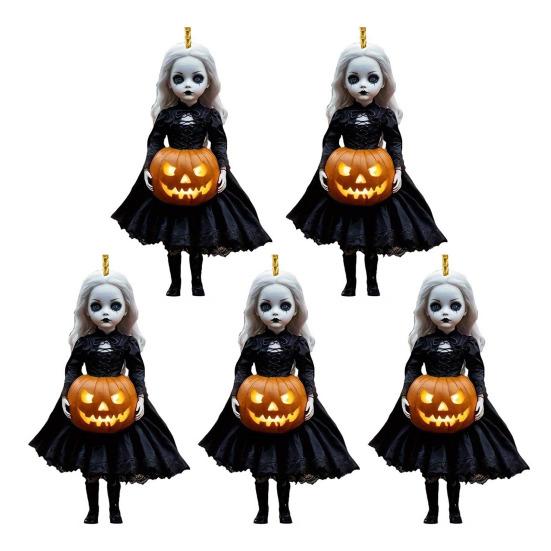 Halloween Pumpkin Princess Pendant Car Hanging Ornament Acrylic Rearview Mirror Charm Festive Party Decoration for Wall Door Room
