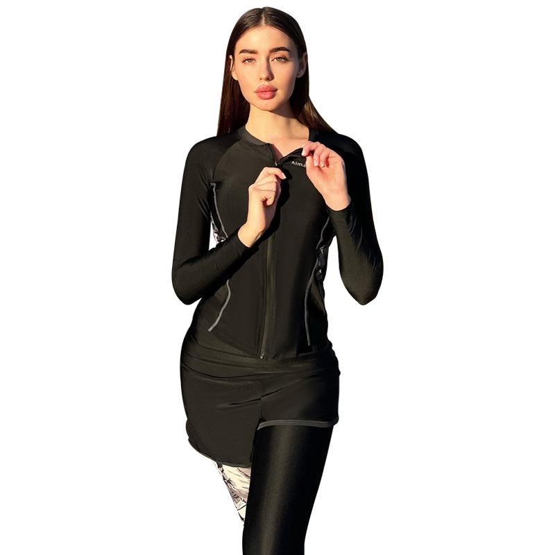 

Женский гидрокостюм для серфинга с длинным рукавом, облегающий, 24 размера - быстросохнущий L (US 12-14) чёрный