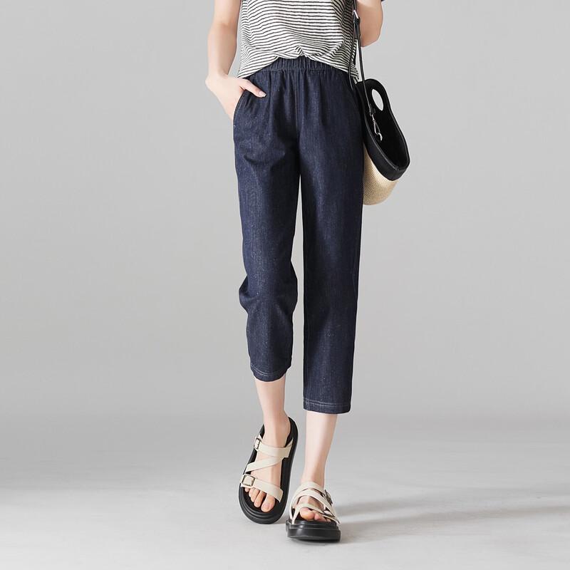 SOFSIL Women s Retro Cotton Linen Cropped Jeans 30/XXL