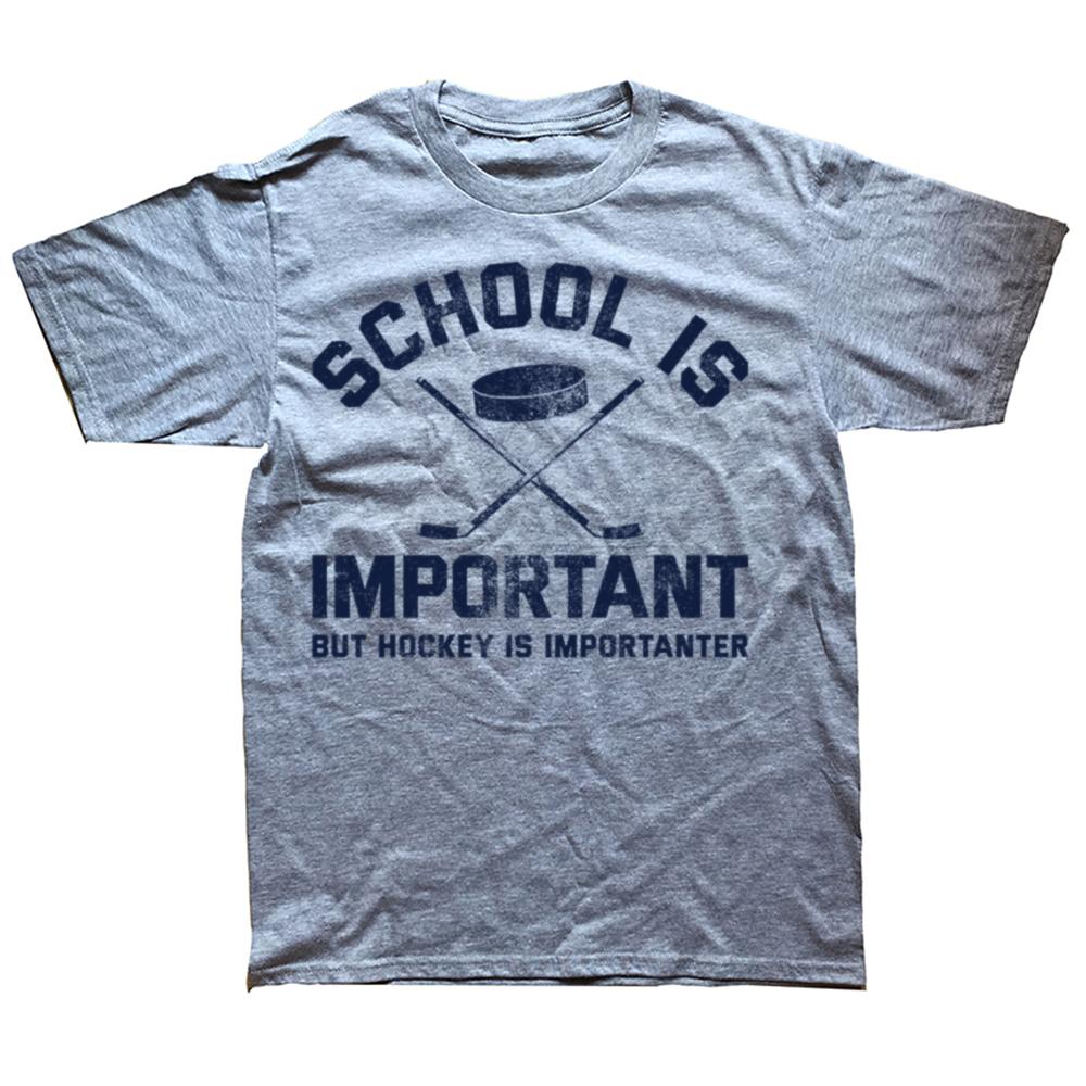School is Important But Hockey is Importanter Tshirt Funny Sports Tee Tops Round Neck ShortSleeve Tshirt Casual Basic Tshirts