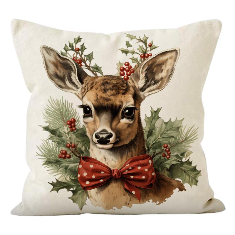 

Льняная наволочка со снеговиком для украшения дивана на Рождество style 2, 45*45cm (linen) without pillow core