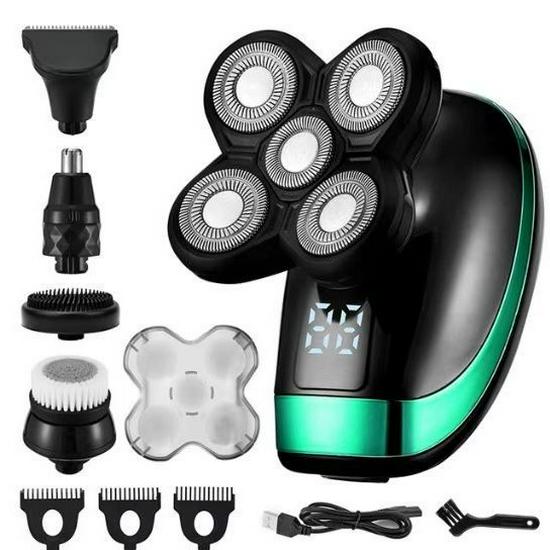 Multifunctional USB Rechargeable 5-in-1 Electric Shaver with Washable Razor & Bald Head Blade