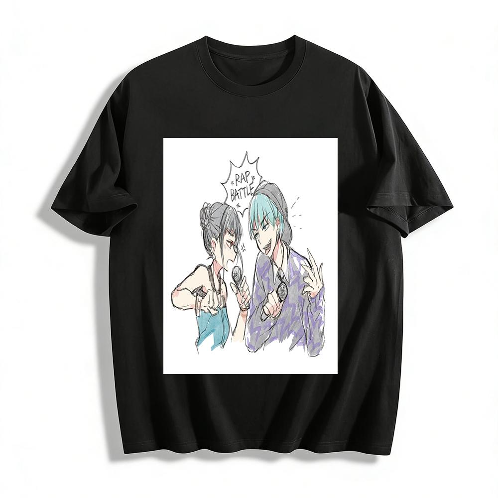 

Hip Hop Rap Battle Hand-painted Print T-shirt Street Trendy Unisex Casual Personality Top Pure cotton T-shirt 6XL