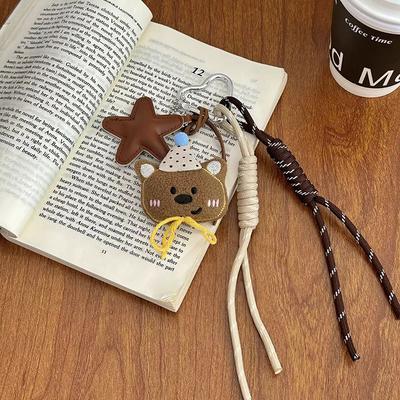 Cute Plush Bear Bag Pendant Lovely Stuffed Animal Keyring Climbing Rope Keychain For Girls Backpack Hanging Decoration