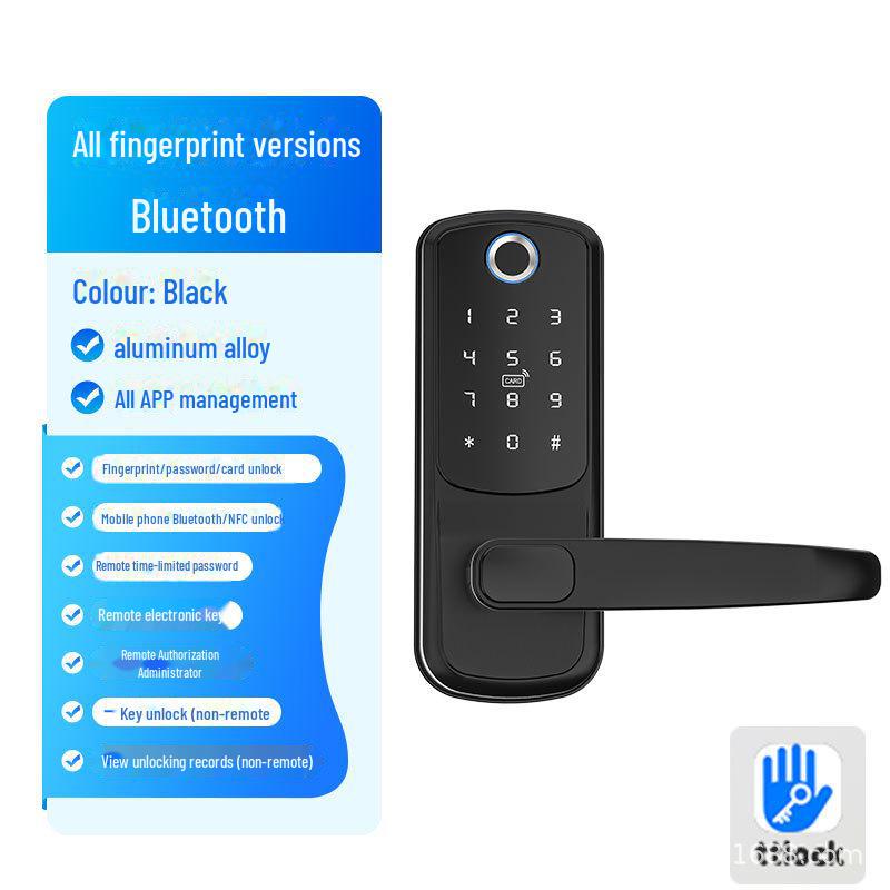 European and American Fingerprint Password Smart Lock with Tuya WiFi - No Drill Installation