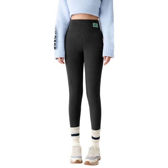 Winter Leggings High-Waisted Slim Cut Warm Lambswool Fabric Lining Bottom Pants Cold Weather Resistance Women Pants