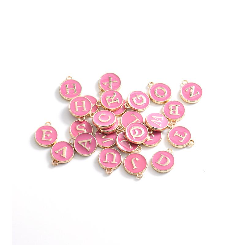 26pcs Double-sided Flat Round Alloy Letter Charms Enamel Charms Alphabet Initial Letter Pendants for DIY Jewelry Making Wholesal