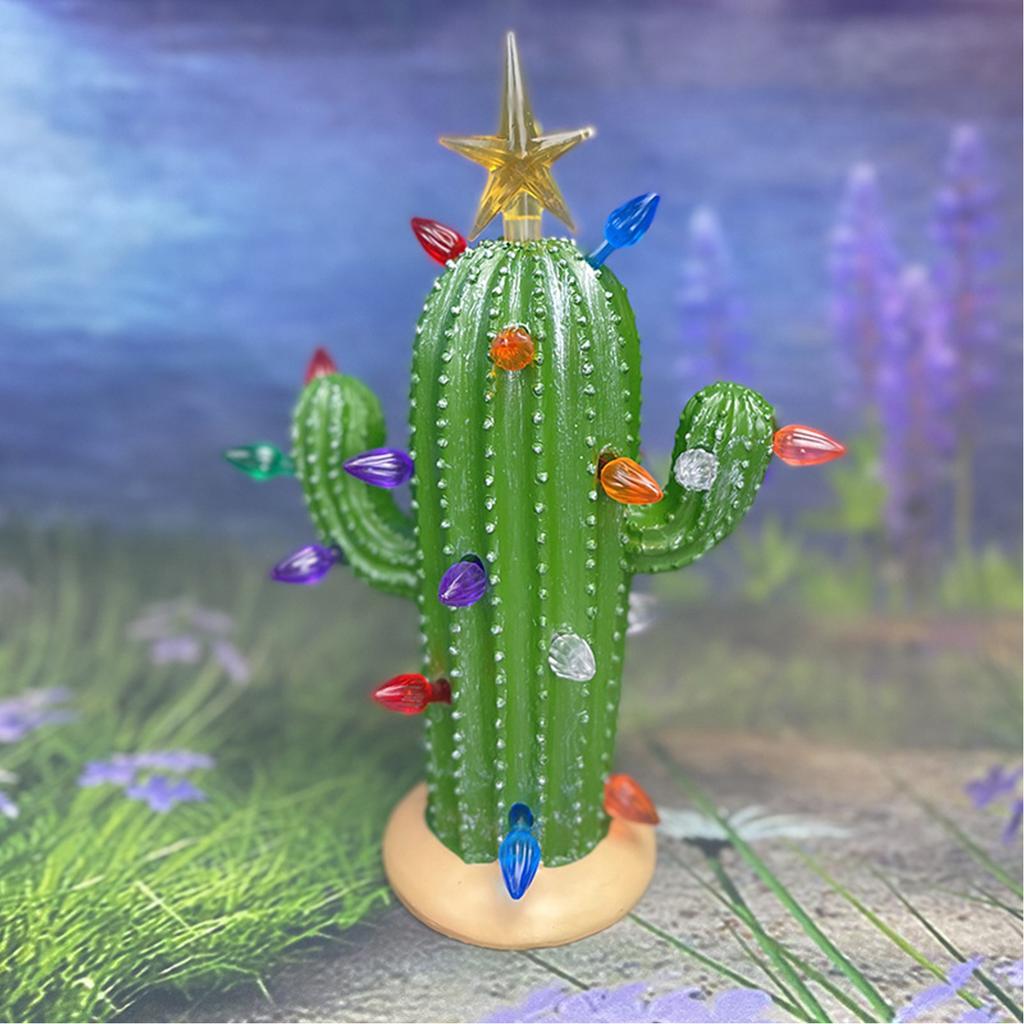 Weihnachtskaktus aus Kunstharz mit Lichtern Vintage Nostalgischer Weihnachtskaktus Tischdekoration Weihnachten