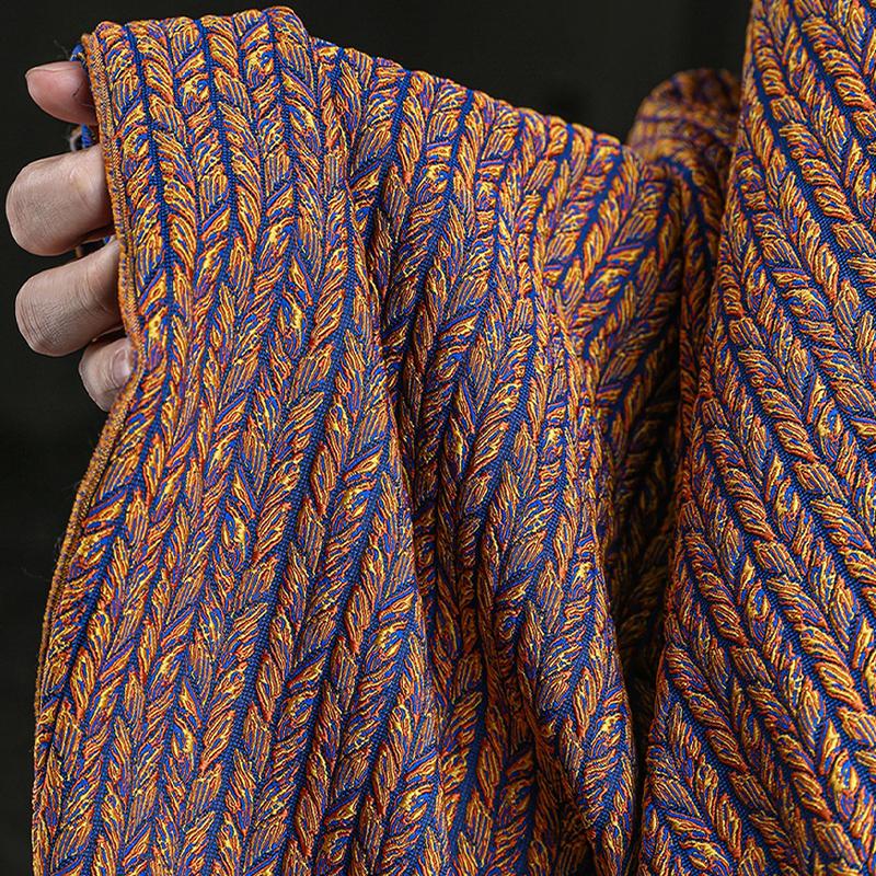 Tessuto Jacquard Creativo Stile Nazionale per Capispalla Borsa Abbigliamento Moda Designer Cucito Fai da Te Tessuto con Texture Intrecciata Spiga di Grano 3D
