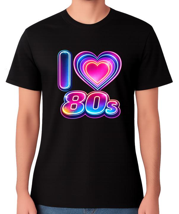 I Love the 80s T-Shirt Neon Retro Vintage Pop Culture 1980s Unisex Tee M
