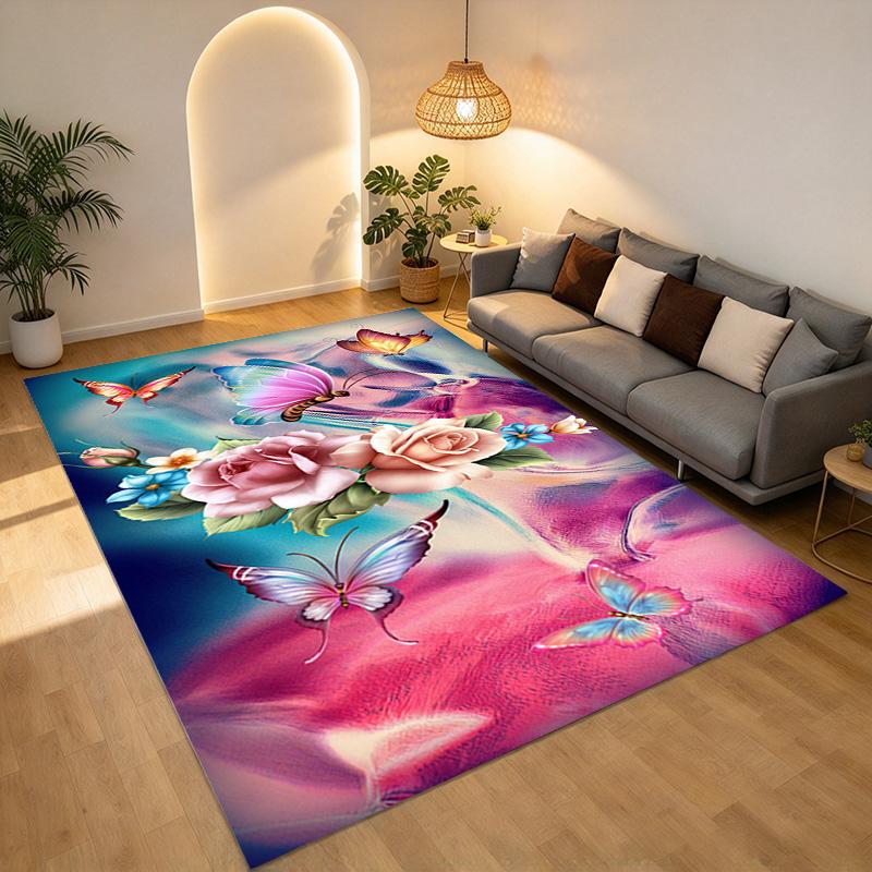 Butterfly Garden Living Room Nonslip Area Rug Soft Carpet For Bedroom Game Playroom Sofa Office Home Decor Doormat Christmas Gift C9302359
