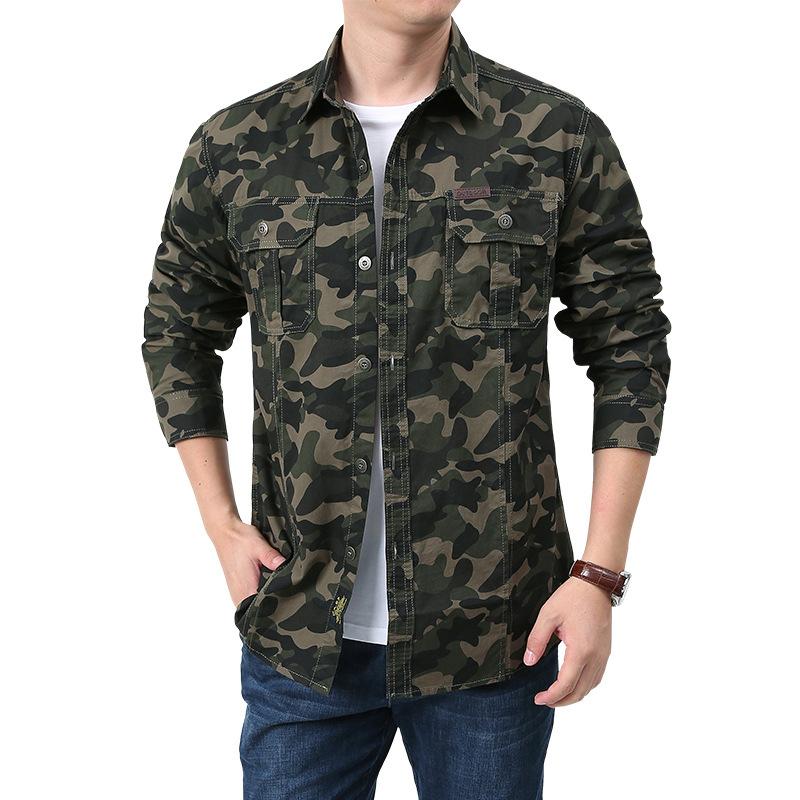 Long Sleeved Shirt for Men, Vintage Workwear for Spring and Autumn, Casual Shirt