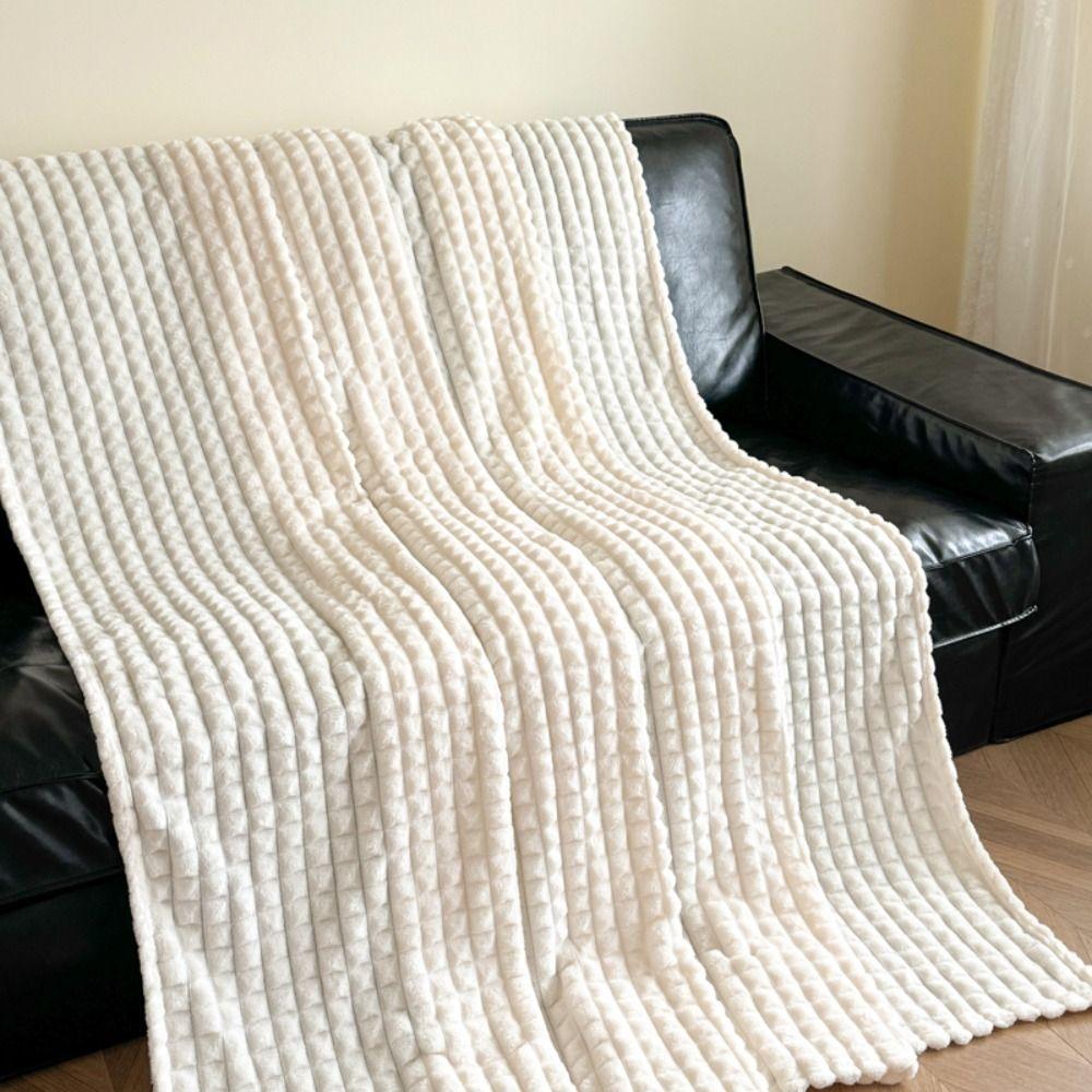 Solid Color Sofa Plush Blanket Thickened Office Nap Blanket Bed Suppiles Flannel Blanket  Home