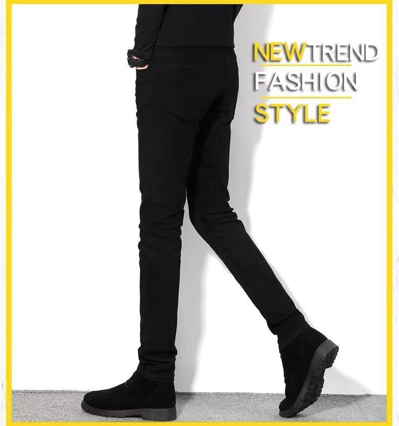 Men's Pure Black Stretch Business Jeans