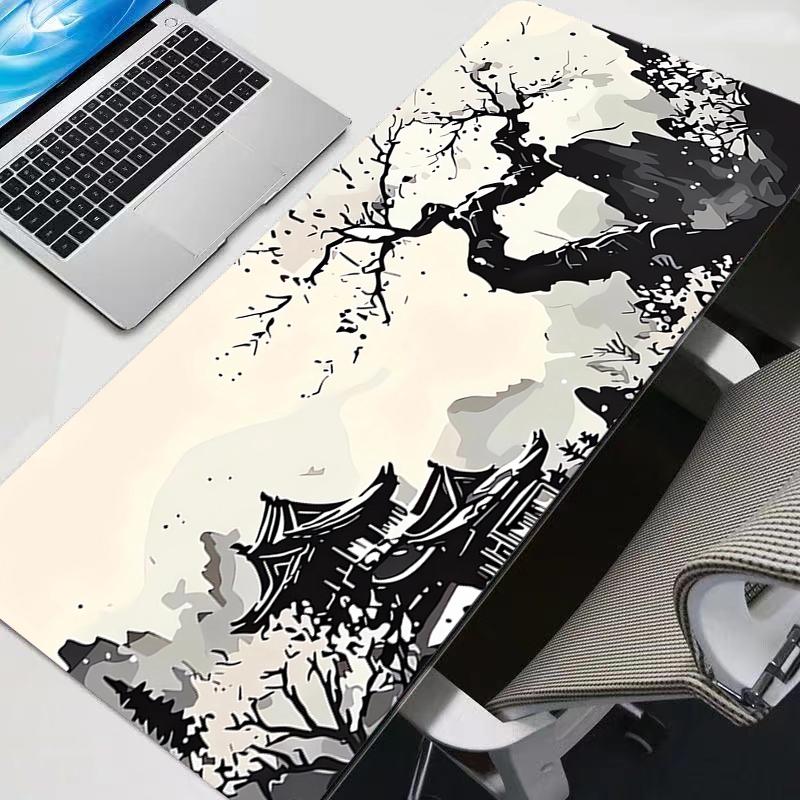 Podložka pod myš Styl inkoustové malby Herní Broskvový květ Velká XXL Klávesnice Stůl Podložka pod myš Koberec Gumová Herní Notebook Podložka pod myš