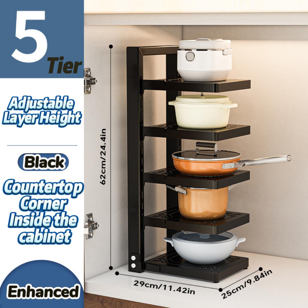 

Подставка для кастрюль и сковородок под шкаф, прочная подставка для кастрюль и сковородок под раковиной, регулируемый органайзер для кухонного шкафа