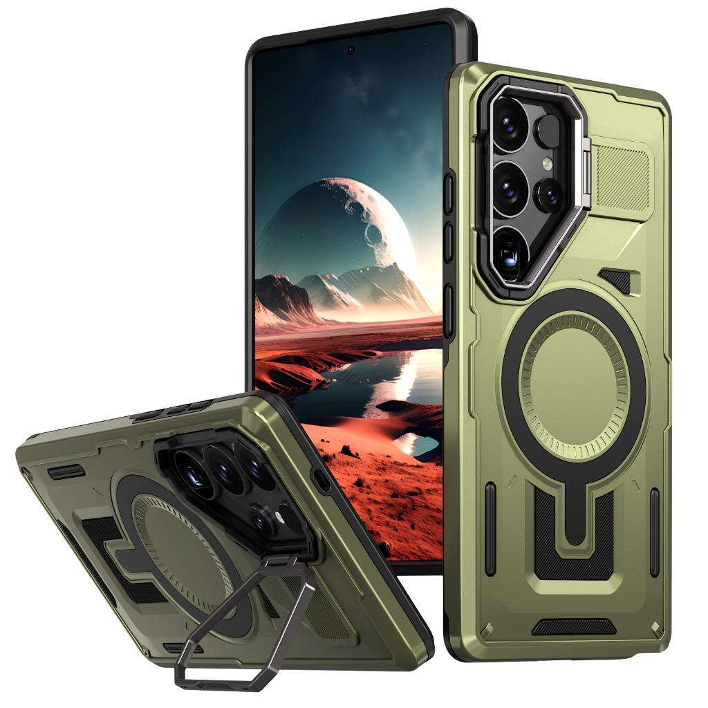 For MagSafe Magnetic Phone Case with Camera Frame Stand For Samsung Galaxy S26 Plus S25 S24 S23 FE S22 Ultra A56 A36 A26 A16 A06