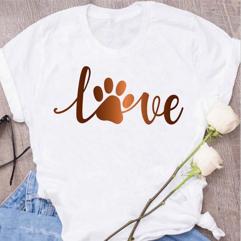 Womens Black Dog Claw Printed Tshirt Leopard Love Printed Christmas Reindeer Design Short Sleeve Casual Holiday Tshirt