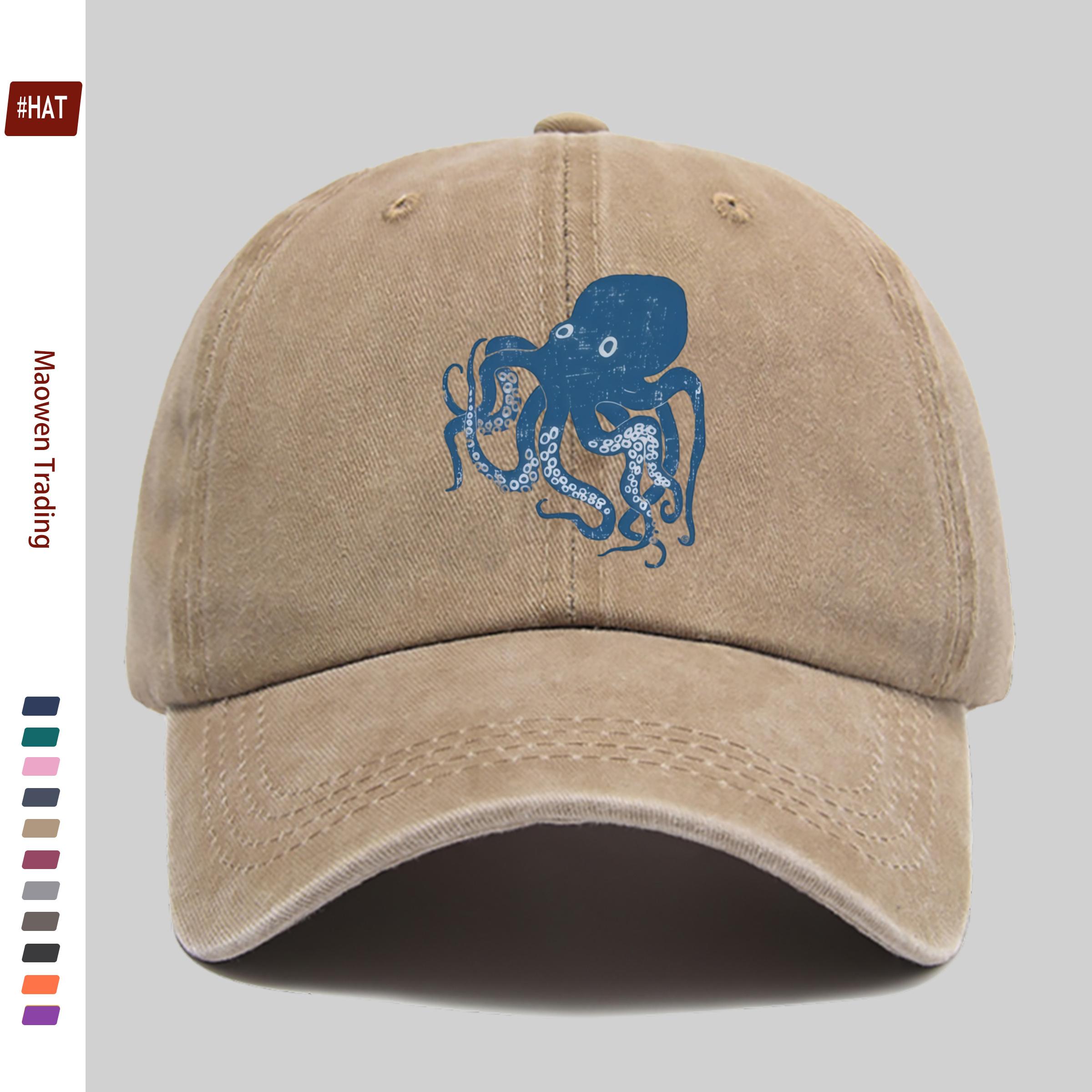 pc Octopus Casual Printed Baseball Cap Cartoon Marine Life Print Trucker Sun Hat Comfortable and Lightweight Papa Hat Mom an 1pc