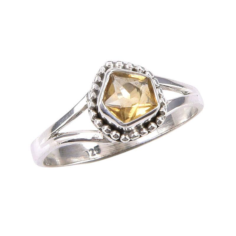 Natural Citrine Gemstone Handmade 925 Sterling Silver Jewelry Ring Size 8 Q1h47
