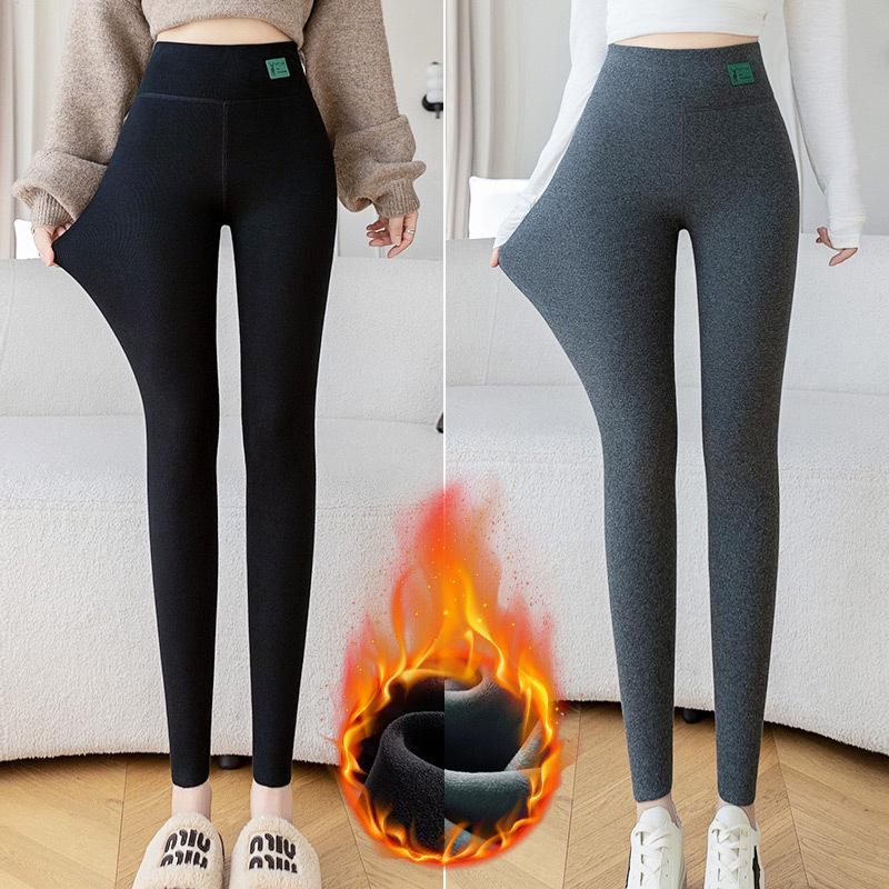 Women's Gray Velvet Leggings, Thick, High-Waisted, Slimming, Autumn/Winter 2026 Style