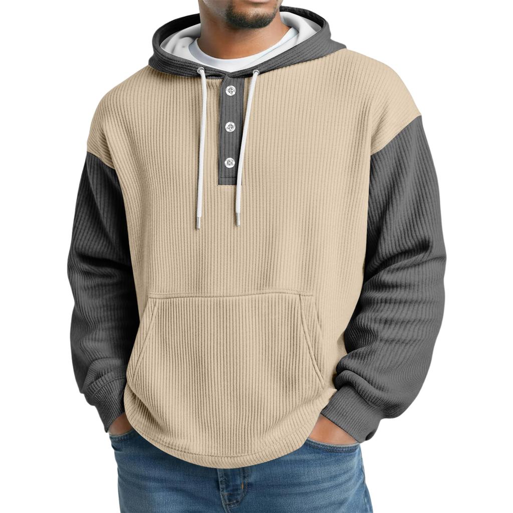 Men's Knit Hooded Sweatshirt Casual Long-Sleeve Sweatshirt
