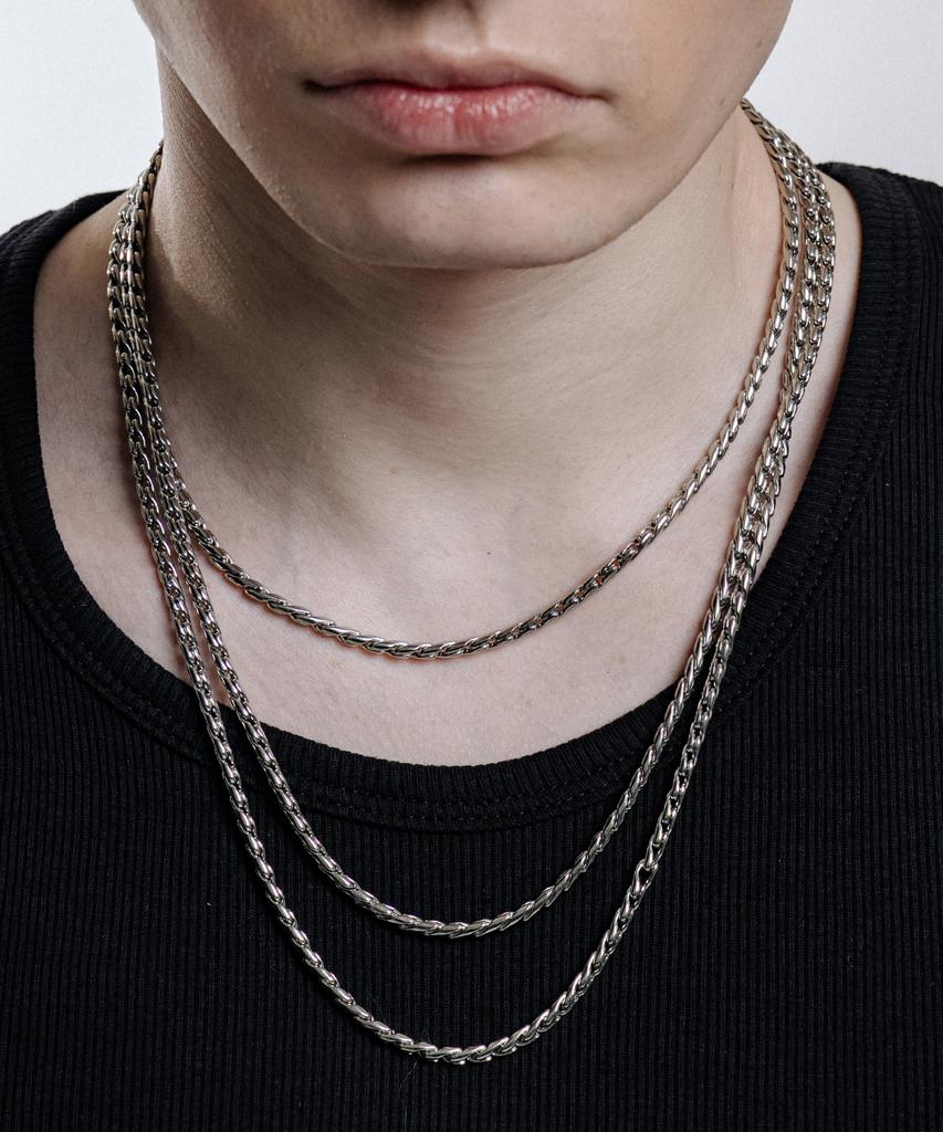 Scalettoblack Ram010 Flux Silver Chain Necklace #