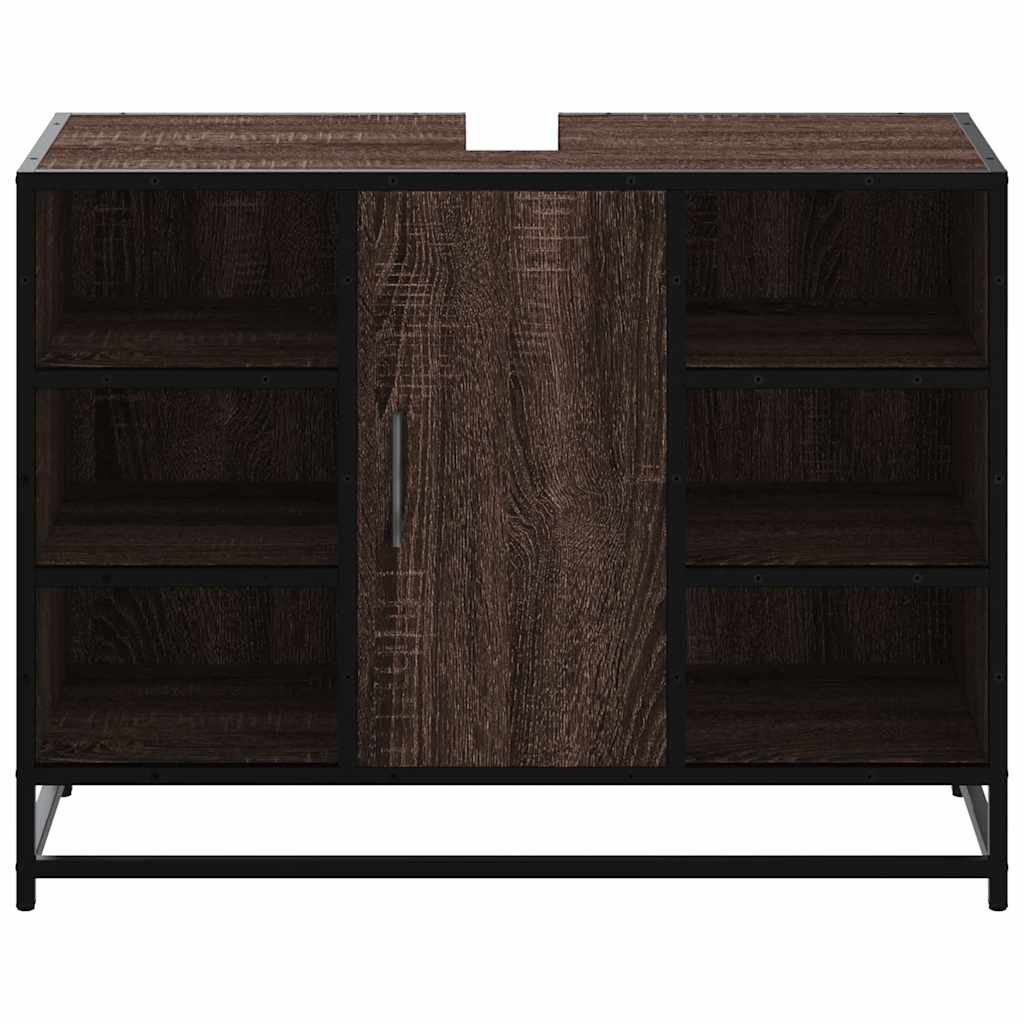 Bathroom Vanity Cabinet Brown Oak Effect 80 X 33 X 60 Cm