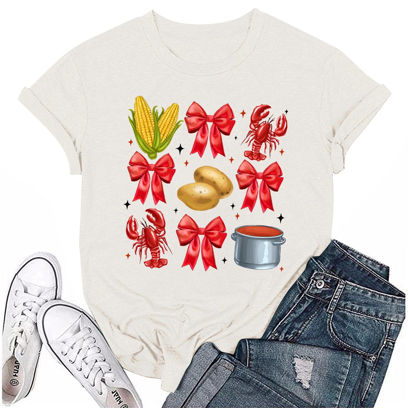 

Женские модные повседневные топы с короткими рукавами и круглым вырезом, плиссированные топы с короткими рукавами и принтом XXXL бежевый