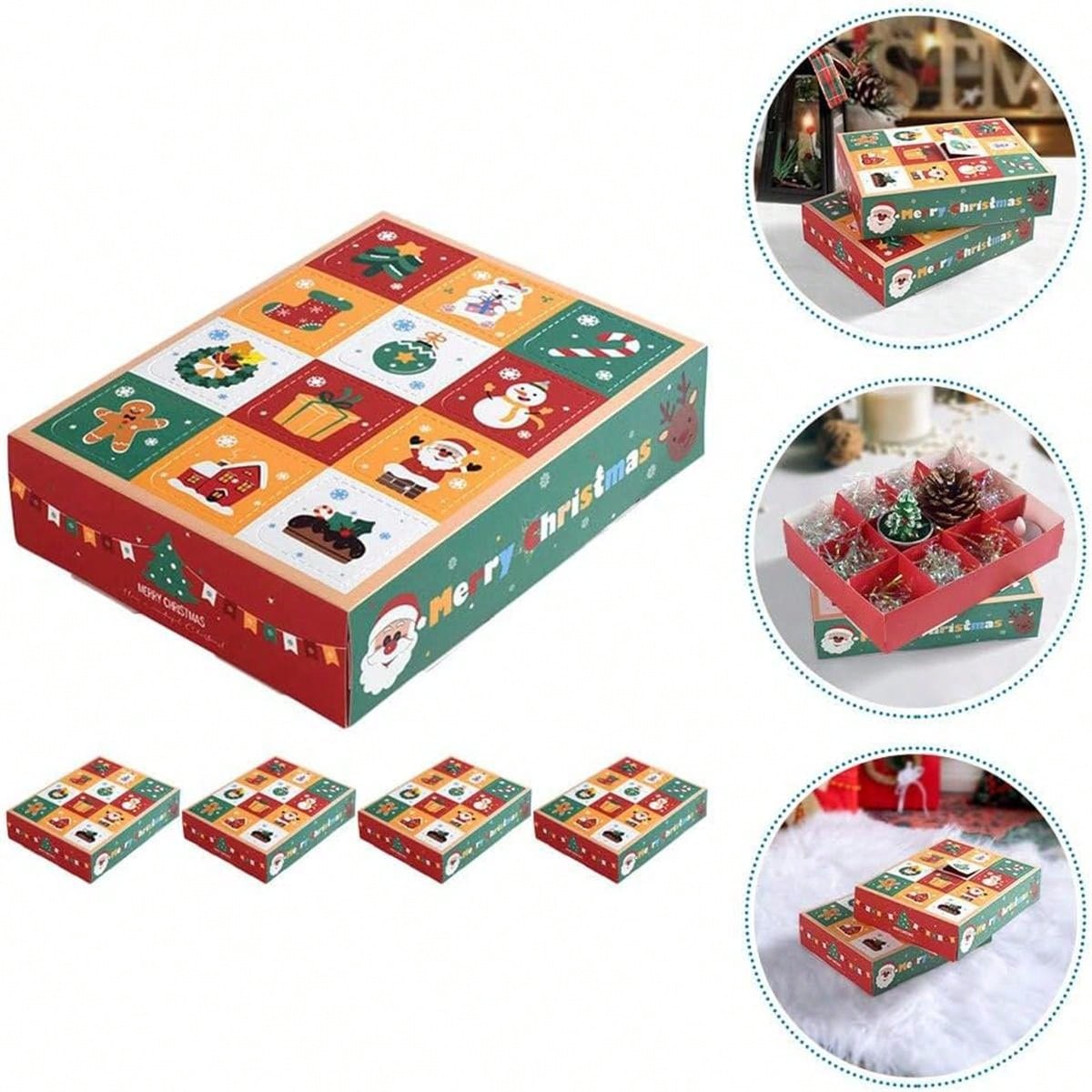 5pcs 12 Days Christmas Advent Calendar Countdown To Christmas Calendar Decoration Empty Boxes Refillable Advent Xmas For Festive 5pcs