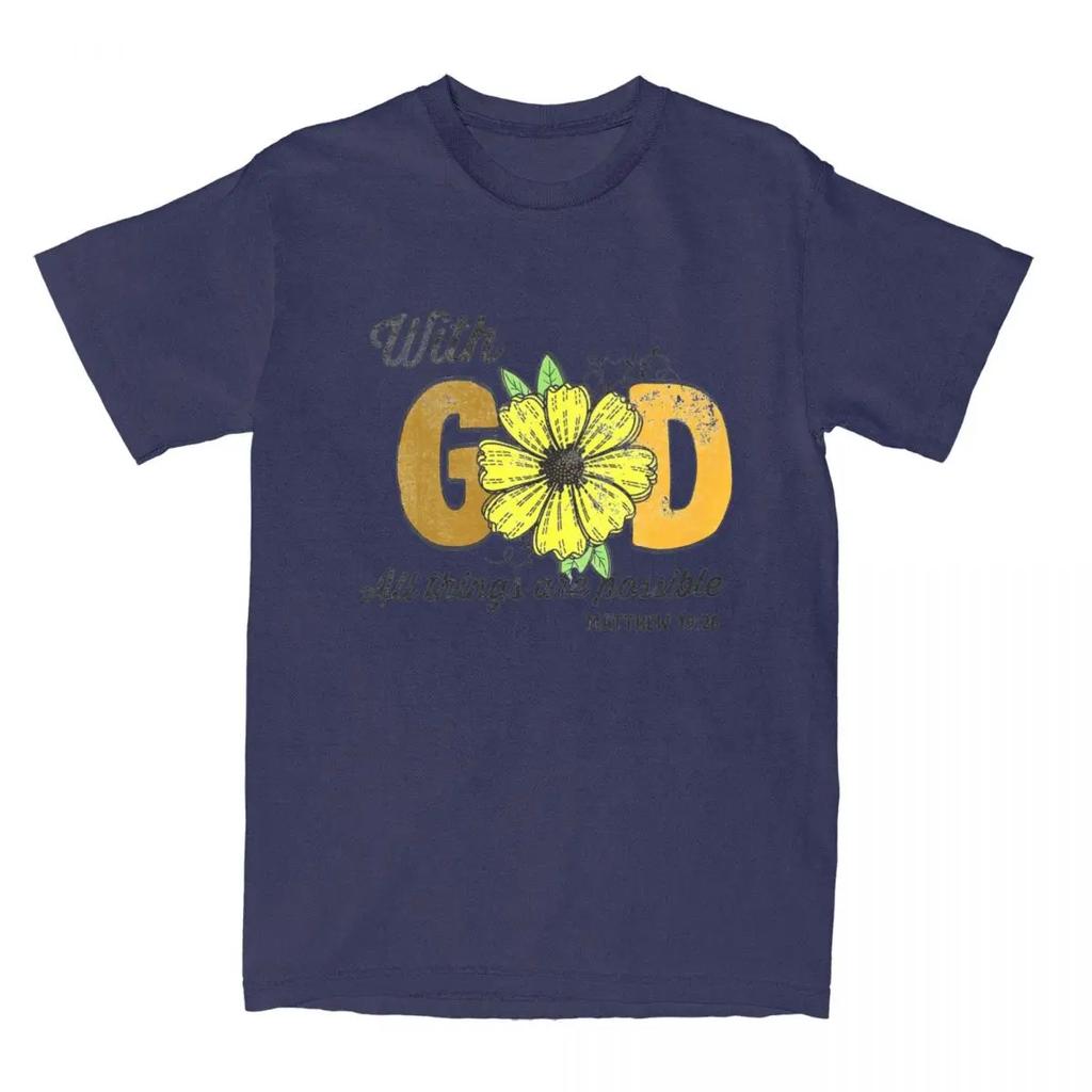 Sunflower Prayer Faith T Shirt With God All Things Are Possible Tee Shirt T-Shirts  Graphic Printed Clothing