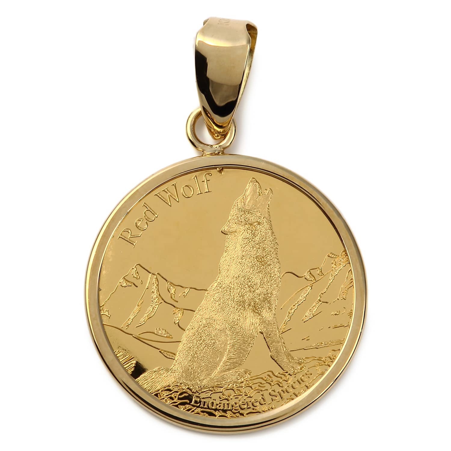 

Goods Pure Gold K24 Wolf Condor Gold Coin Pendant Top Coin Gold Frame [Happy Shop] & 1/25oz золотий