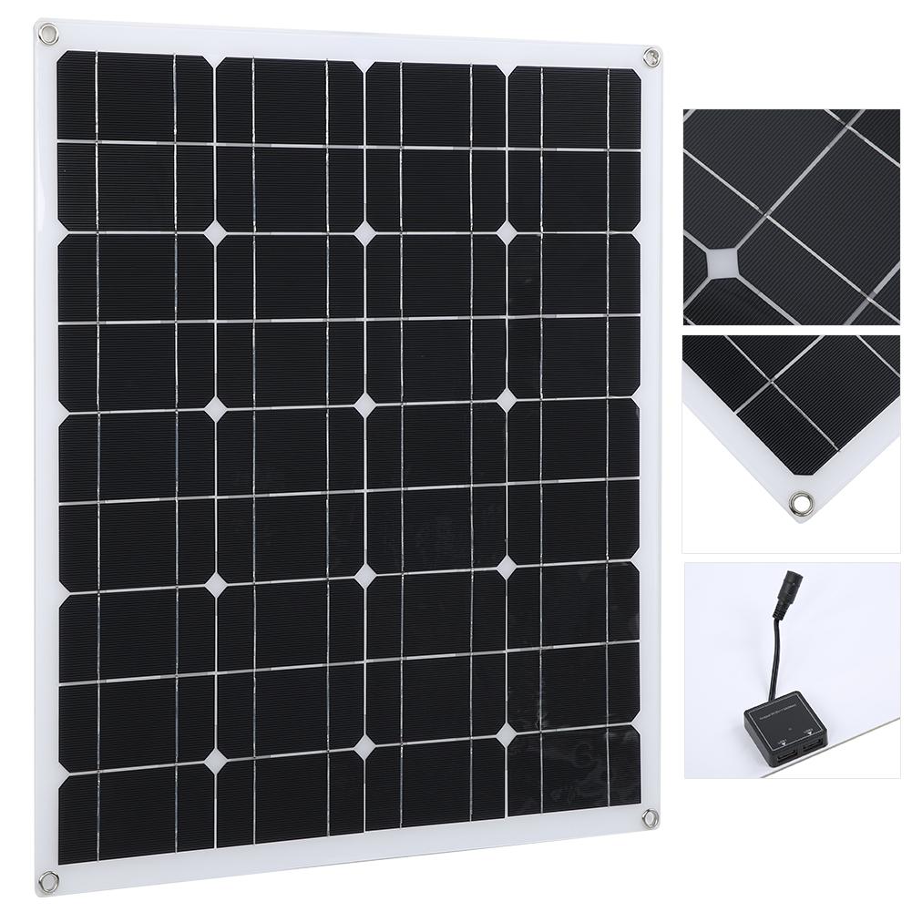 60W 18V Solar Panel IP65 Monocrystalline Dual USB 12V/5V DC Flexible Battery Charger for Car RV Boat